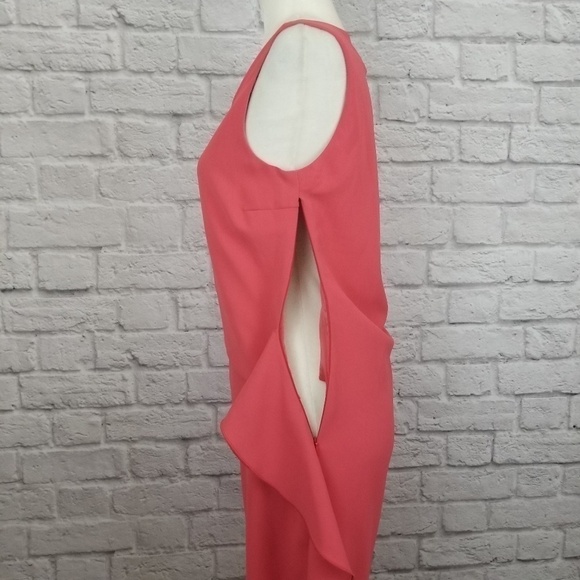 Love Moschino coral pink ruched ruffle side dress sleeveless women's size 8 - Picture 7 of 9